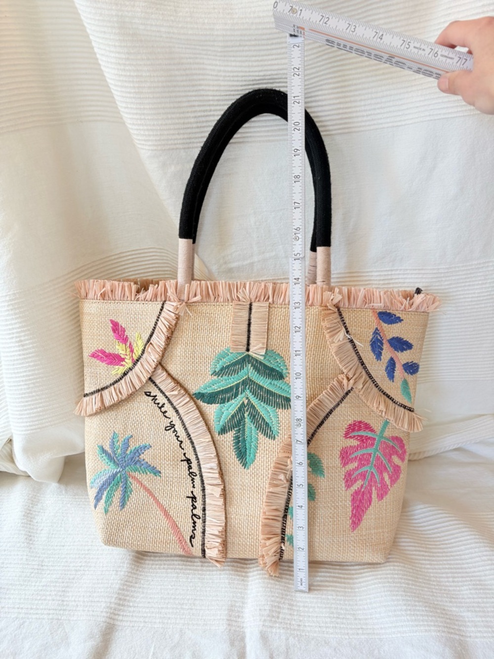 Stella & Dot Antibes Straw and Raffia Tote
Bag Embroidered Shake Your Palms - Picture 5 of 12
